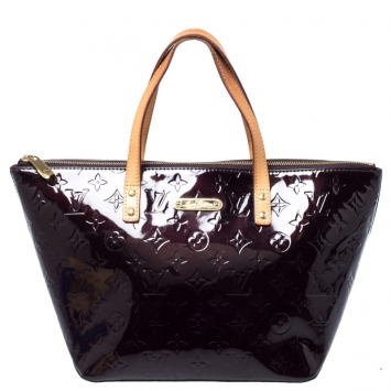 Pre Owned Louis Vuitton Amarante Monogram Vernis Bellevue PM Bag