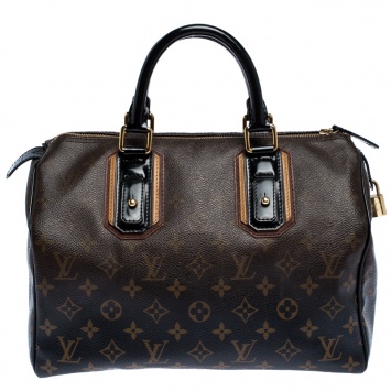 Pre Owned Louis Vuitton Noir Monogram Limited Edition Mirage Speedy 30 Bag 