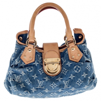 Pre Owned Louis Vuitton Blue Monogram Denim Pleaty Bag