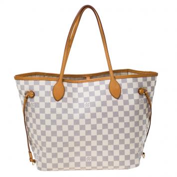 Pre Owned Louis Vuitton Damier Azur Canvas Neverfull MM Bag