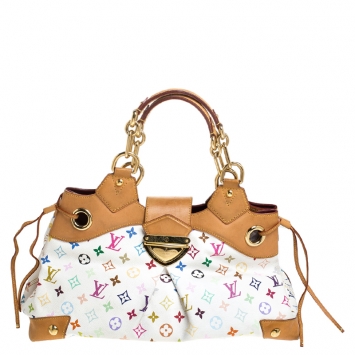 Pre Owned Louis Vuitton White Monogram Multicolore Canvas Ursula Bag