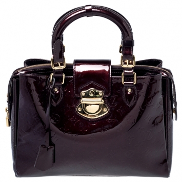 Pre Owned Louis Vuitton Amarante Monogram Vernis Melrose Avenue Bag