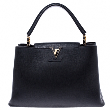 Pre Owned Louis Vuitton Black Taurillon Leather Capucines MM Bag