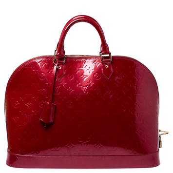 Pre Owned Louis Vuitton Pomme D’amour Monogram Vernis Alma Voyager Bag