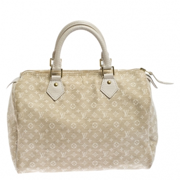 Pre Owned Louis Vuitton Dune Monogram Mini Lin Speedy 30 Bag