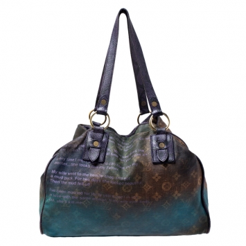 Pre Owned Louis Vuitton Monogram Canvas and Lizard Limited Edition Richard Prince Heartbreak Jokes Bag    