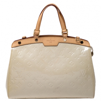 Pre Owned Louis Vuitton Rose Florentine Monogram Vernis Brea MM Bag