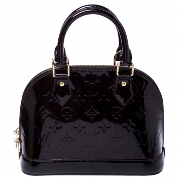 Pre Owned Louis Vuitton Amarante Monogram Vernis Alma BB Bag