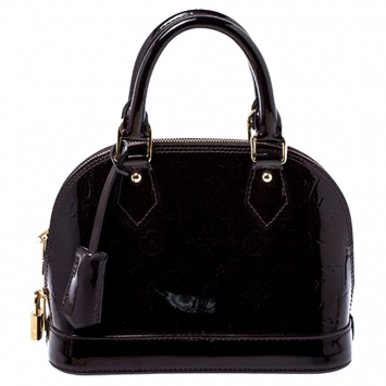 Pre Owned Louis Vuitton Amarante Monogram Vernis Alma BB Bag