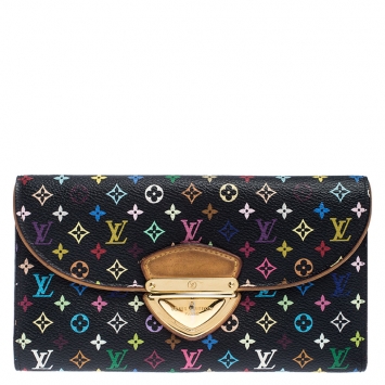 Pre Owned Louis Vuitton White Monogram Multicolor Canvas Eugenie Wallet