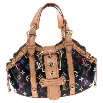 Pre Owned Louis Vuitton Black Multicolore Monogram Canvas Theda GM Bag