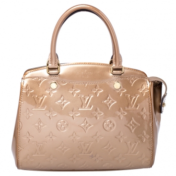 Pre Owned Louis Vuitton Beige Poudre Monogram Vernis Brea PM NM Bag