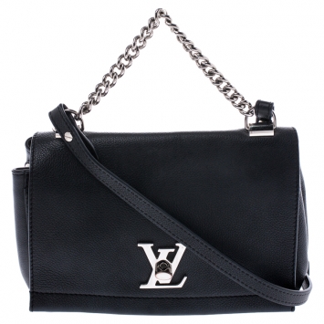 Pre Owned Louis Vuitton Black Leather Lockme II BB Bag