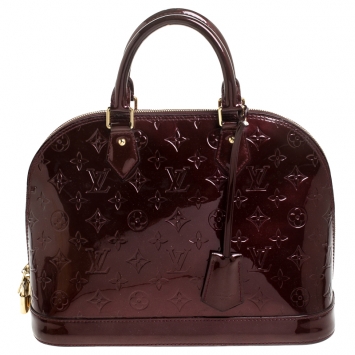 Pre Owned Louis Vuitton Rouge Fauviste Monogram Vernis Alma PM Bag