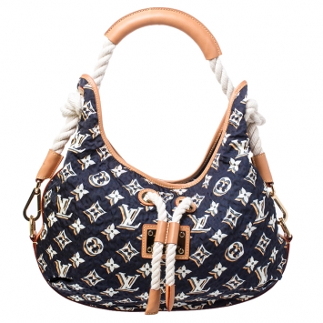 Pre Owned Louis Vuitton Navy Blue Monogram Nylon Limited Edition Bulles MM Bag