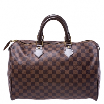Pre Owned Louis Vuitton Damier Ebene Canvas Speedy 35 Bag