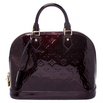 Pre Owned Louis Vuitton Amarante Monogram Vernis Alma PM Bag