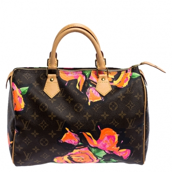 Pre Owned Louis Vuitton Multicolor Monogram Canvas Limited Edition Stephen Sprouse Roses Speedy 30 Bag