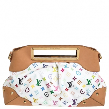 Pre Owned Louis Vuitton White Monogram Multicolor Canvas Judy GM Bag