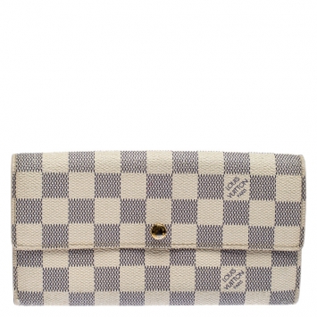 Pre Owned Louis Vuitton Damier Azur Canvas Sarah Wallet