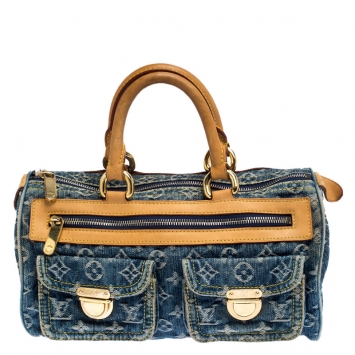 Pre Owned Louis Vuitton Blue Monogram Denim Neo Speedy Bag