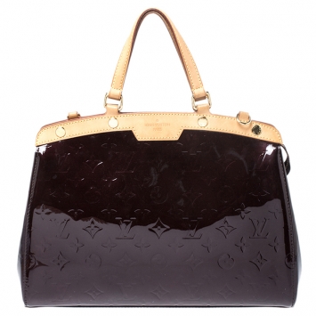 Pre Owned Louis Vuitton Amarante Monogram Vernis Brea MM Bag