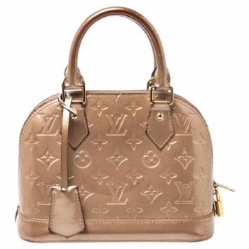 Pre Owned Louis Vuitton Beige Poudre Monogram Vernis Alma BB Bag