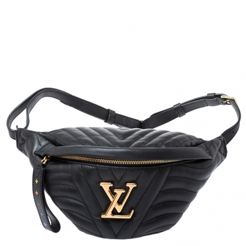 Pre Owned Louis Vuitton Black Leather New Wave Bumbag