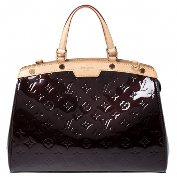 Pre Owned Louis Vuitton Terre D’Ombre Monogram Vernis Brea MM Bag