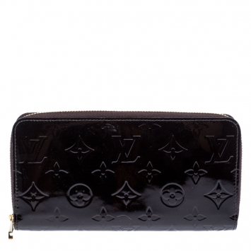 Pre Owned Louis Vuitton Terre D’Ombre Monogram Vernis Zippy Wallet