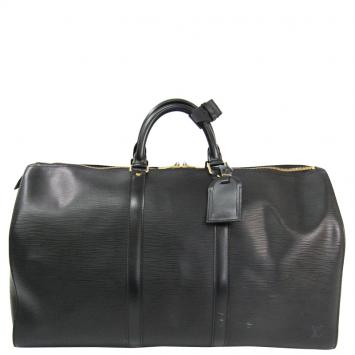 Pre Owned Louis Vuitton Noir Epi Leather Keepall 50 Bag