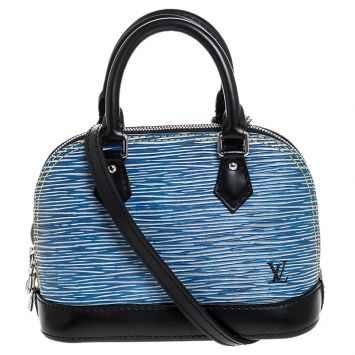 Pre Owned Louis Vuitton Denim Epi Leather Alma Nano Bag