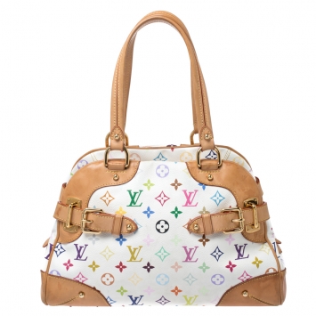 Pre Owned Louis Vuitton White Multicolore Monogram Canvas Claudia Bag
