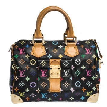 Pre Owned Louis Vuitton Black Multicolore Monogram Canvas Speedy 30 Bag