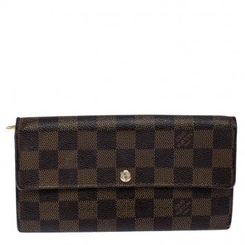 Pre Owned Louis Vuitton Damier Ebene Canvas Sarah Continental Wallet 