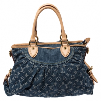 Pre Owned Louis Vuitton Blue Monogram Denim Neo Cabby MM Bag
