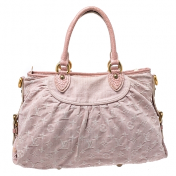 Pre Owned Louis Vuitton Pink Monogram Denim Neo Cabby MM Bag