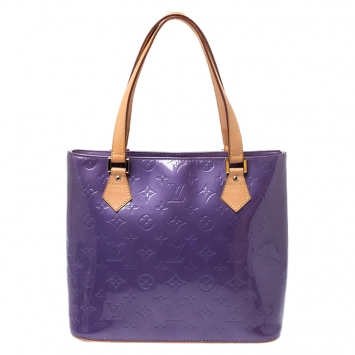 Pre Owned Louis Vuitton Purple Monogram Vernis Houston Bag