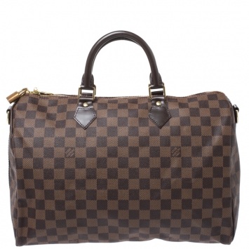 Pre Owned Louis Vuitton Damier Ebene Canvas Speedy Bandouliere 35
