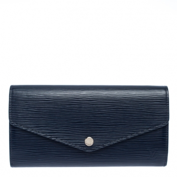 Pre Owned Louis Vuitton Blue Marine Epi Leather Sarah Wallet
