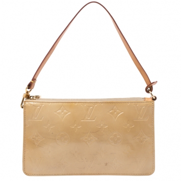 Pre Owned Louis Vuitton Lime Monogram Vernis Lexington Pochette Bag