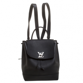 Pre Owned Louis Vuitton Black Leather Lock Me Backpack