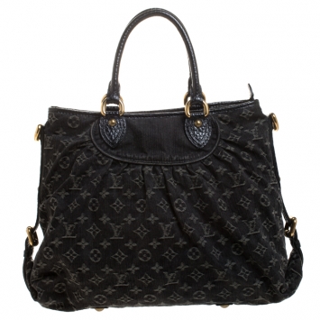 Pre Owned Louis Vuitton Black Monogram Denim Neo Cabby GM Bag