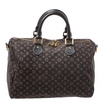 Pre Owned Louis Vuitton Fusain Monogram Idylle Canvas Bandouliere Speedy 30 Bag      