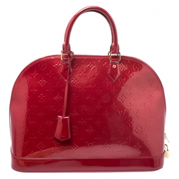 Pre Owned Louis Vuitton Pomme D’amour Monogram Vernis Alma GM Bag