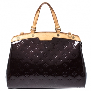 Pre Owned Louis Vuitton Amarante Monogram Vernis Brea MM Bag