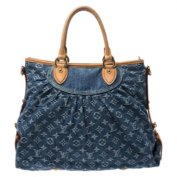 Pre Owned Louis Vuitton Blue Monogram Denim Neo Cabby GM Bag