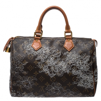 Pre Owned Louis Vuitton Monogram Canvas Limited Edition Dentelle Speedy 30