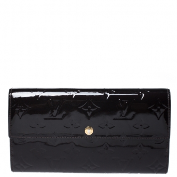 Pre Owned Louis Vuitton Terre D'Ombre Vernis Monogram Sarah Continental Wallet