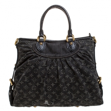 Pre Owned Louis Vuitton Black Monogram Denim Neo Cabby GM Bag
